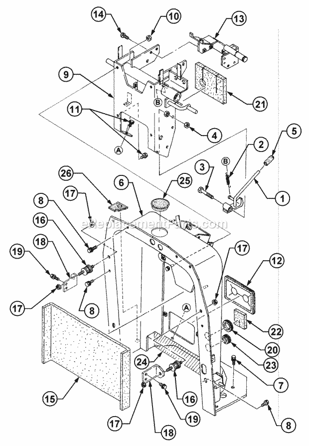 Steering Bracket Assembly Diagram and Parts List for 54A-458D100, 590-603-100 Cub Cadet Lawn Tractor